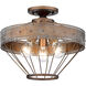 Ferris 3 Light 15 inch Copper Patina Semi-flush Ceiling Light